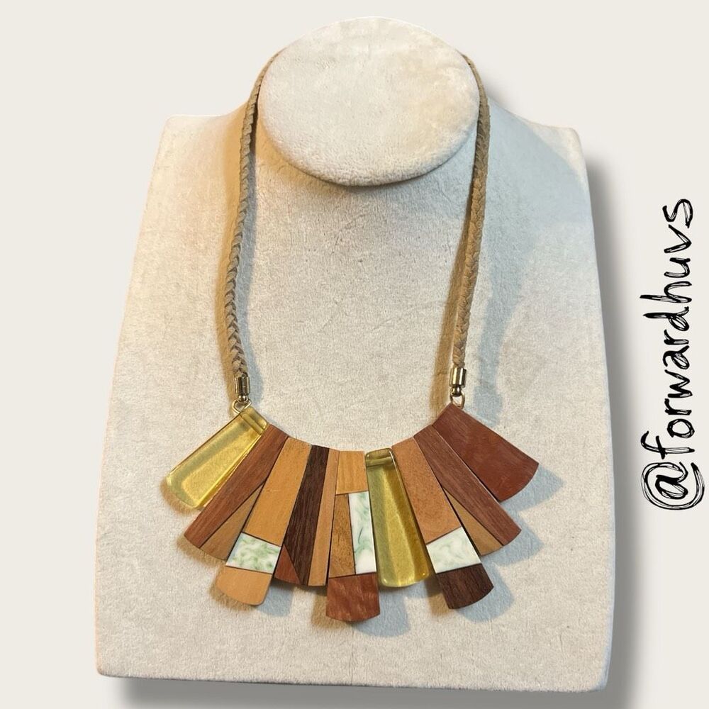 Noonday Collection Del Rey Statement Necklace Wood Resin Adjustable